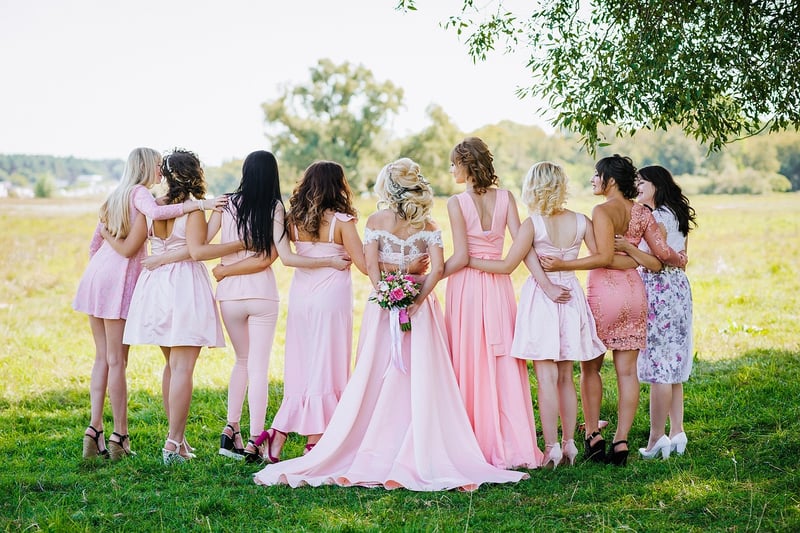 Wedding party in tropical attire